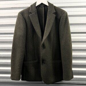 CALVIN KLEIN COLLECTION Dark Green Heavy Wool Blazer Jacket Size IT 48 US 38